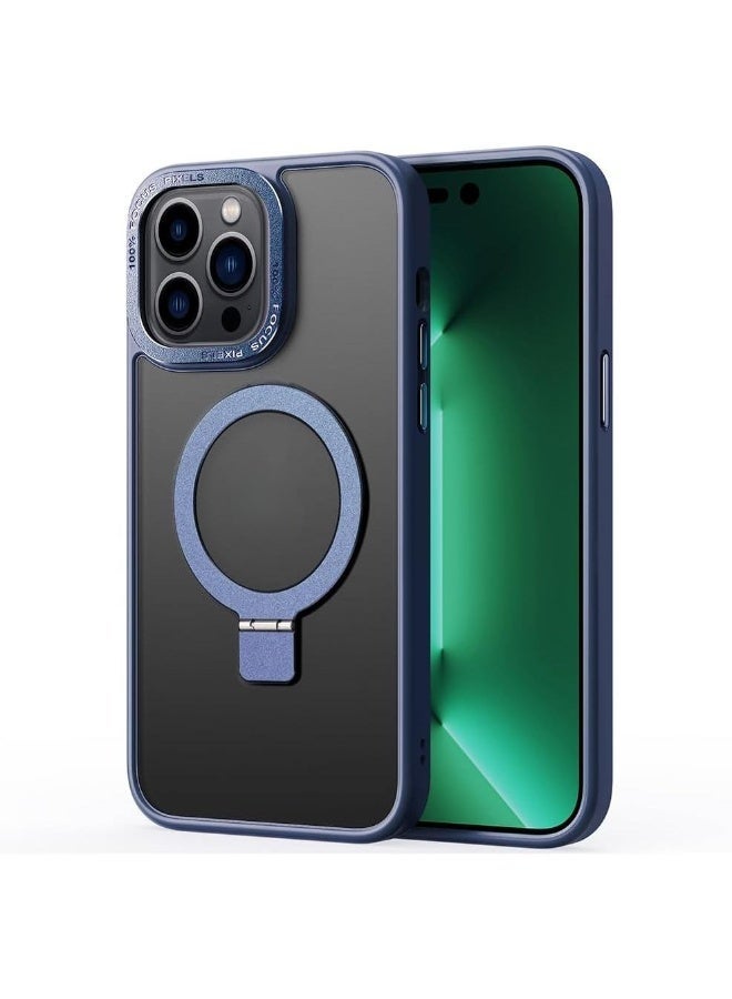 Magnetic Case Compatible With IPhone 14 Plus Translucent Matte Back Non-slip Phone Cover Protective Shockproof With Stand Blue - Image 1