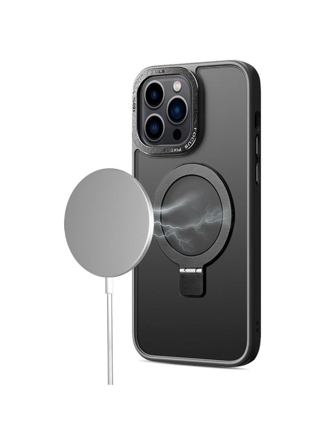 Magnetic Case Compatible With IPhone 14 Plus Translucent Matte Back Non-slip Phone Cover Protective Shockproof With Stand Blue - Image 3