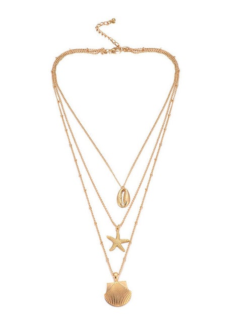 Multi-Layer Solid Color Starfish Shell Design All Match Necklace