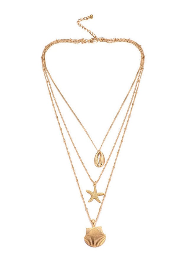 Multi-Layer Solid Color Starfish Shell Design All Match Necklace