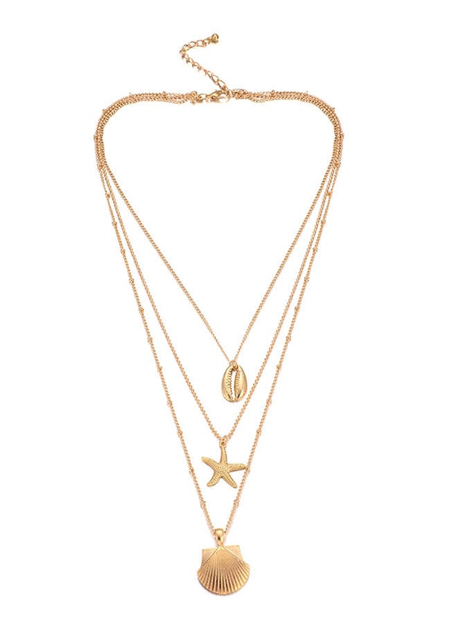 Multi-Layer Solid Color Starfish Shell Design All Match Necklace