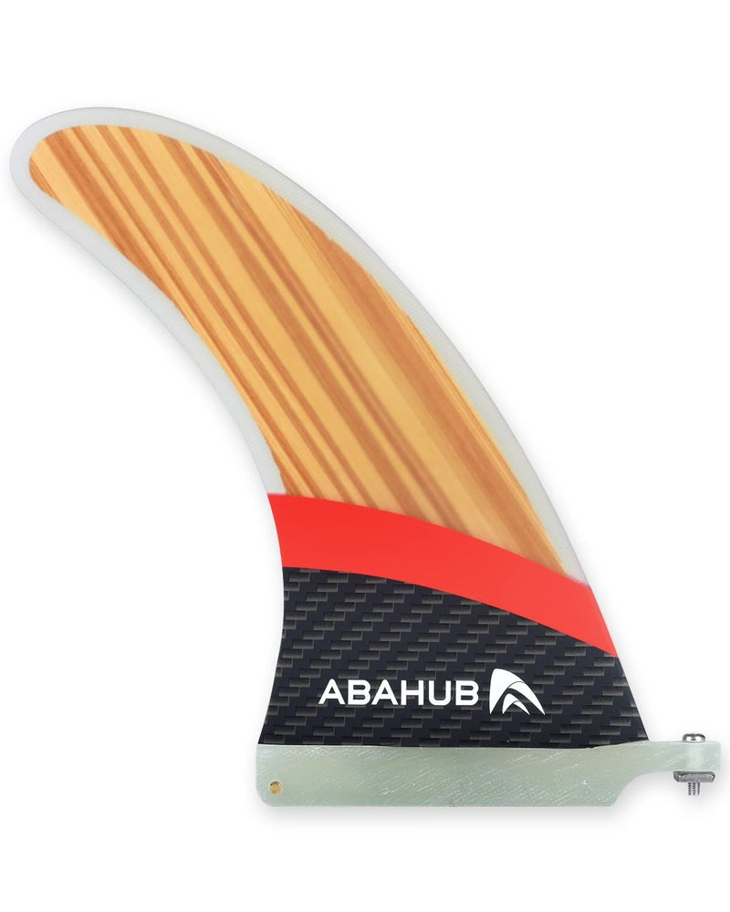 Abahub زعنفة مركزية فردية 9 بوصة من أبا هوب مع 1 برغي عرضي، ألياف زجاجية + قشرة خشب الساج، زعانف بديلة 9 بوصة للوح التزلج، لوح التجديف، لوح طويل، ألياف زجاجية مع قشرة خشب الساج - Image 1