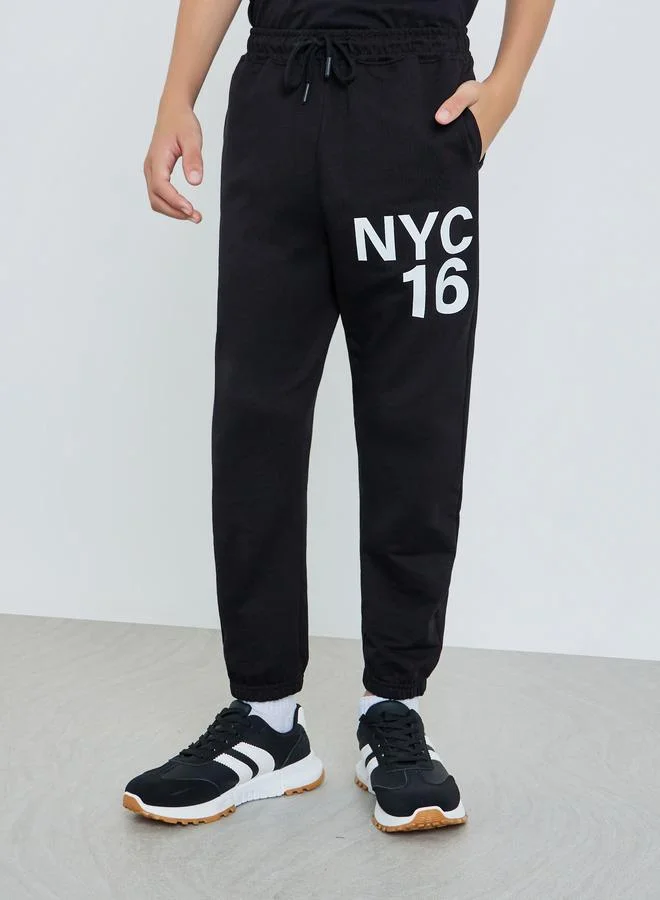 Styli Teen Boys Cotton Joggers With Nyc Print