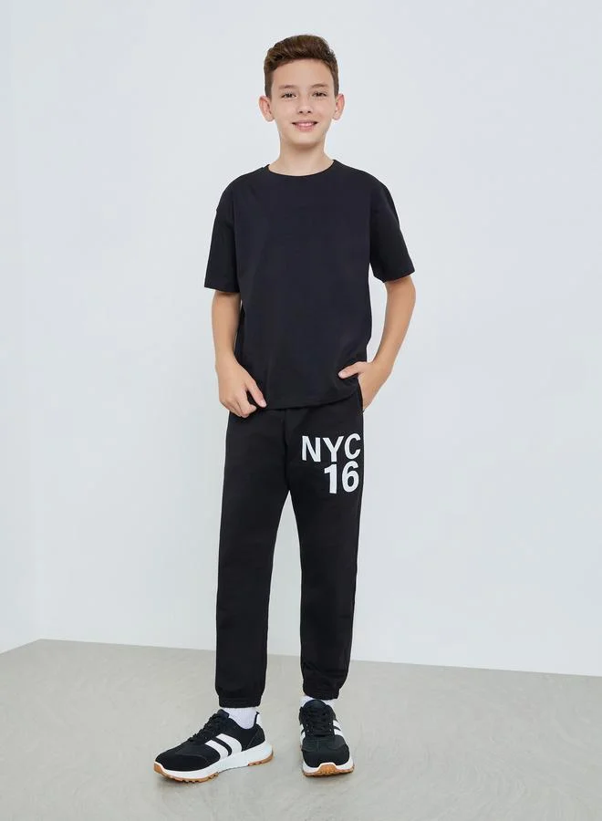 Styli Teen Boys Cotton Joggers With Nyc Print