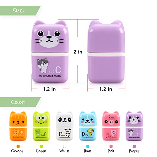 Hutou Tamaki 6 Pack Erasers for Kids, Cute Erasers with Cover and Roller, Pencil Rubber Eraser for Party Favors Gift Supplies (Model B) - Image 2