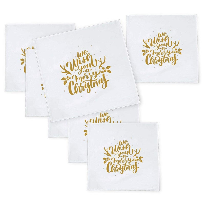 Khakee 6 Pcs Christmas Theme Tafta Silk Table Napkins 10x 10 for Xmas Decoration Christmas OrnamentsChristmas Gift npxmas289P - Image 1
