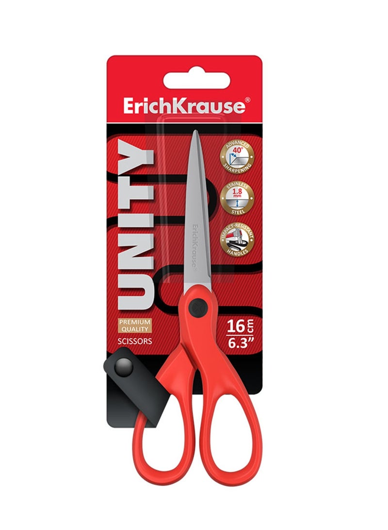 ErichKrause 1-Piece Unity Stainless Steel Scissors 16cm Size With Red Handles - Image 1