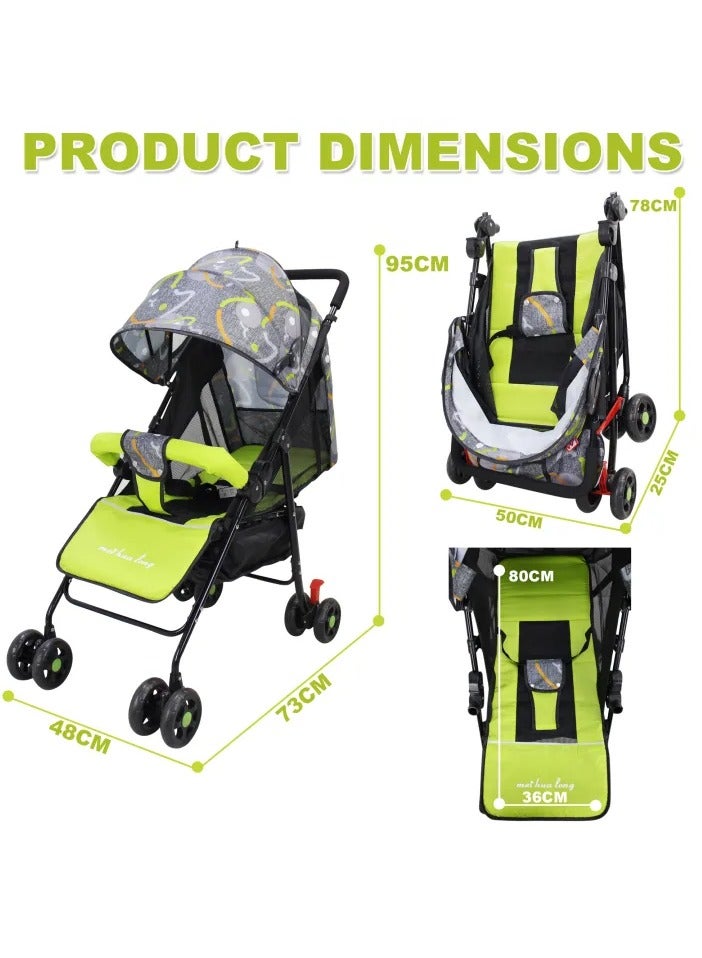 Toy Box Foldable Baby Stroller Reclining Seat For Sitting And Sleeping Assorted Mix Colors - Image 2