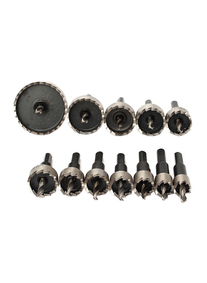 12-Piece HSS Drill Bit Hole Saw Tooth Set Silver 0.94kg - Image 1