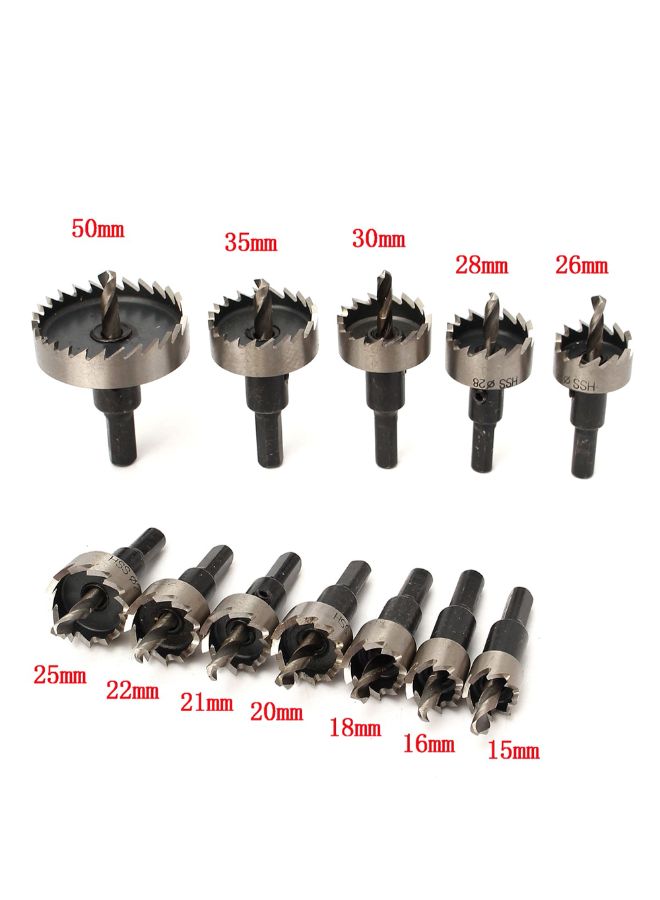 12-Piece HSS Drill Bit Hole Saw Tooth Set Silver 0.94kg - Image 4