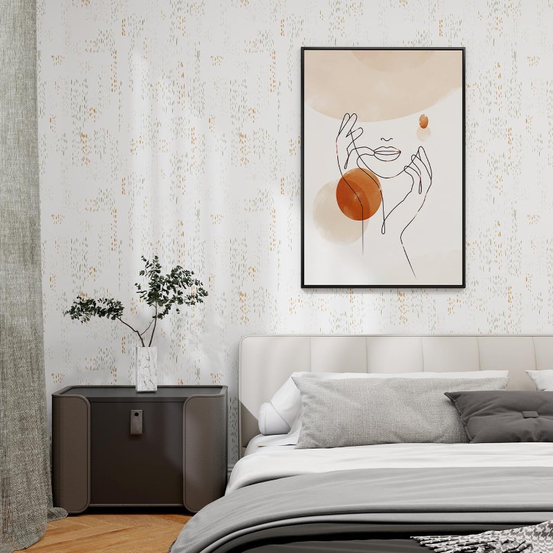 Timeet Modern Peel and Stick Wallpaper 17.3" x 80" Self Adhesive Wallpaper Boho Contact Paper White Geometric Wall Paper Removable for Bedroom Bathroom Modern Minimalist Wall Decor Vinyl - Image 2