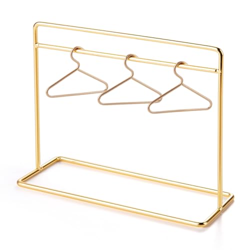 Minamzee 112 Dollhouse Metal Garment Rack Set with 3Pcs Gold Clothes Hangers Dollhouse Mini Clothes Storage Furniture Accessories for BedroomLiving RoomShower Supplies - Image 5