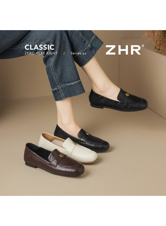 Zhr Women's Loafers New Soft Flat Single Shoes Commuter Dual-wear Small Leather Shoes Ce103 Black 37 - Image 2
