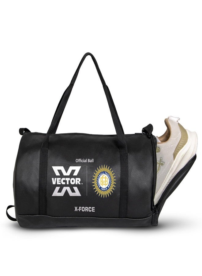 Vector X X-Force BFI Approved Gym Bag or Men and Women Carrying Gym Accessories/Adjustable Shoulder Bag for Men/Duffle Gym Bags for Men/Sports & Travel Bag/Sports Kit/Duffle Bags Travel (Black) - Image 1