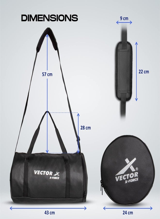 Vector X X-Force BFI Approved Gym Bag or Men and Women Carrying Gym Accessories/Adjustable Shoulder Bag for Men/Duffle Gym Bags for Men/Sports & Travel Bag/Sports Kit/Duffle Bags Travel (Black) - Image 5