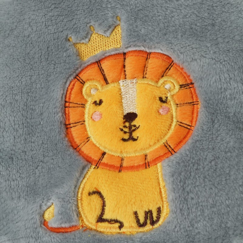 CREVENT 30''X40'' Small Fluffy Warm Toddler Baby Blanket for Boy Infant Toddler Crib Cot Stroller - Grey Lion - Image 4