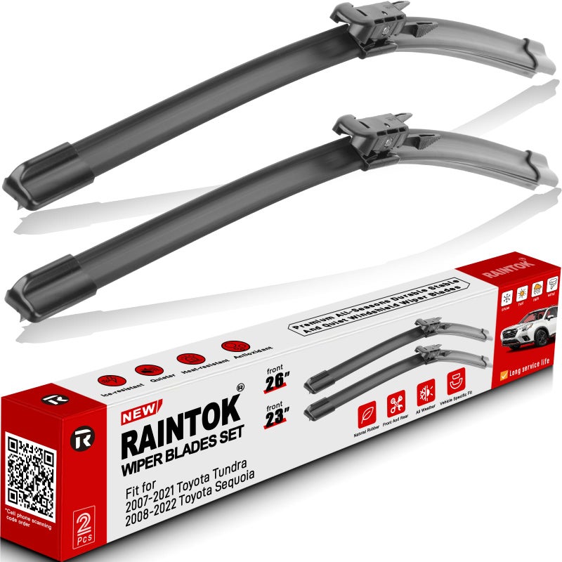 RAINTOK 26 23 Windshield Wiper Blades Replacement for 20072021 Toyota Tundra Sequoia Original Factory Quality Front Wipers Blade Set for My Car Pack of 2