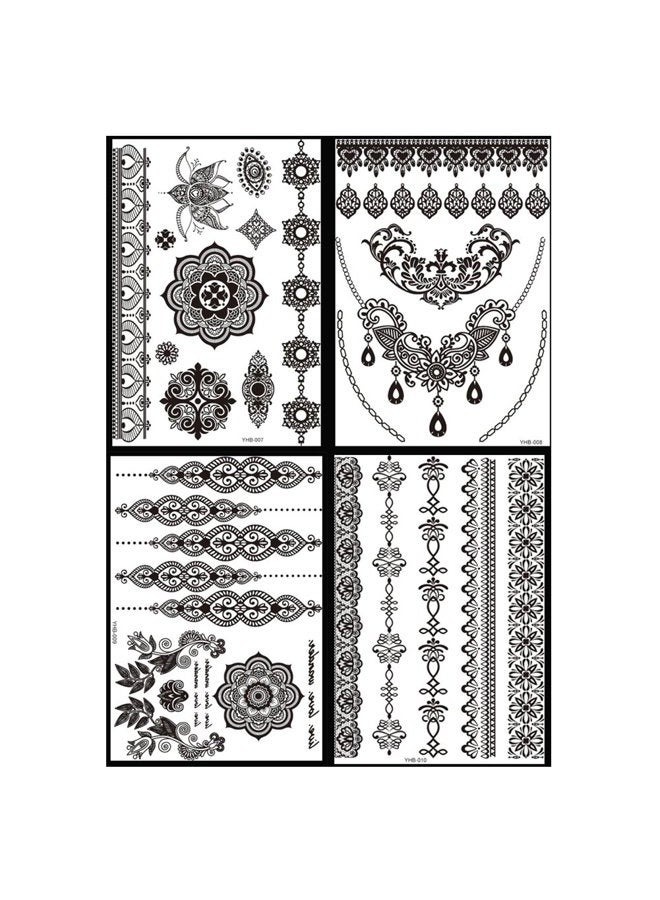 TAFLY Lace Black Chains Tattoo Waterproof Body Henna Transfer Tattoos Stickers for Women & Girls -150 Designs Bracelets,Necklaces,Tribe,Totem,Wing etc 10 Sheets - Image 3