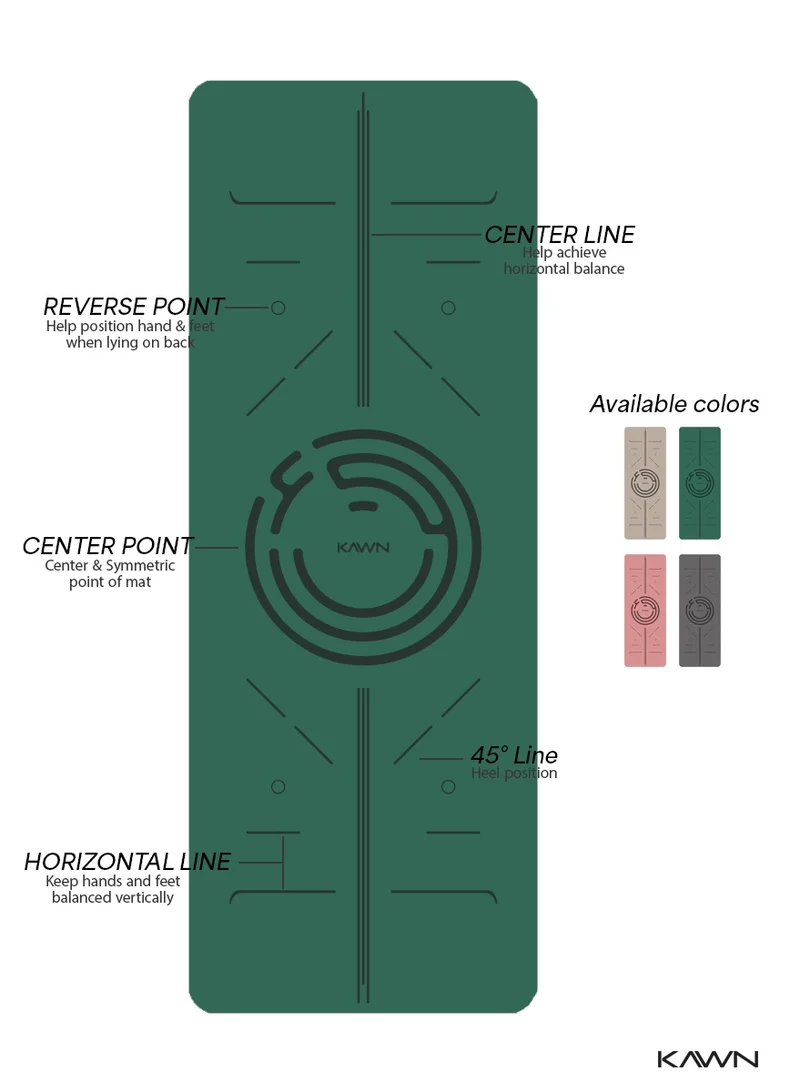 KAWN.YOGA Green Mat. Non-Slip. Strap Included. High Performance Material Exercise Mat Ideal For Hiit, Plates, Yoga And Other Workouts