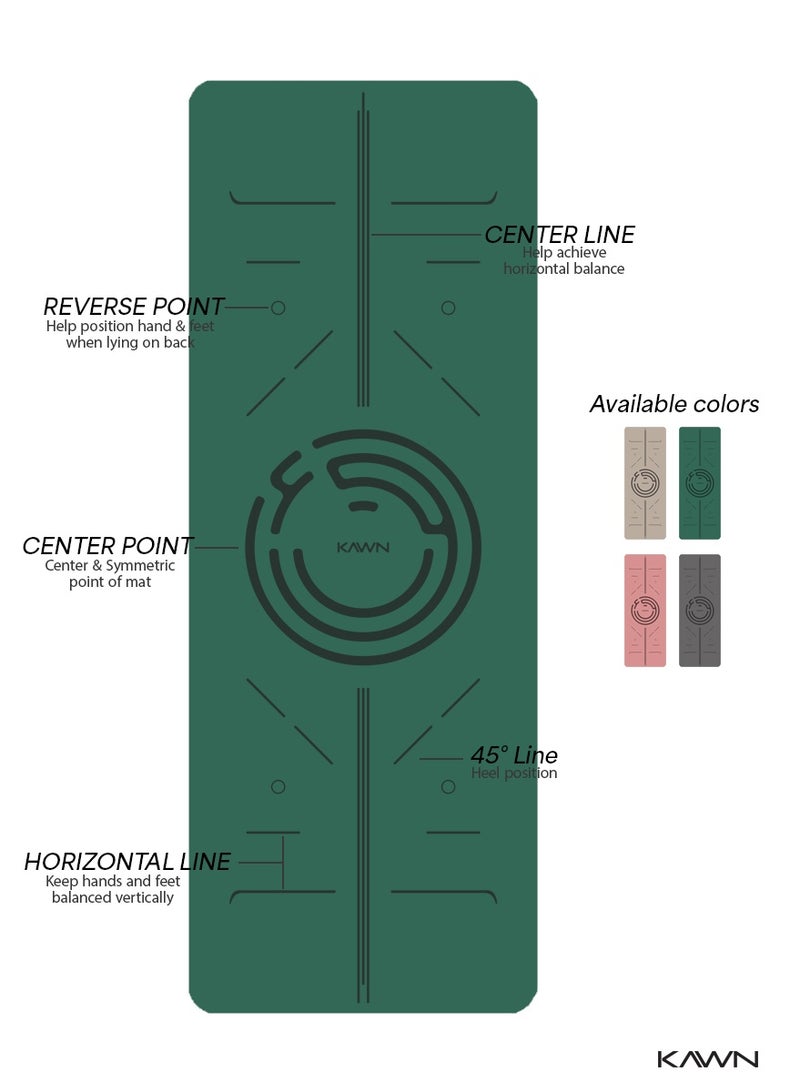 KAWN.YOGA Green Mat. Non-Slip. Strap Included. High Performance Material Exercise Mat Ideal For Hiit, Plates, Yoga And Other Workouts - Image 2