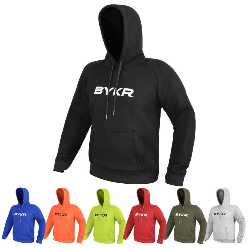 BYKR Motorcycle Hoodie for Men & Women Biker Motorcycle Jackets Breathable Motorbike Riding Sweatshirt All Weather CE Armored (Black,L), Large - Image 1