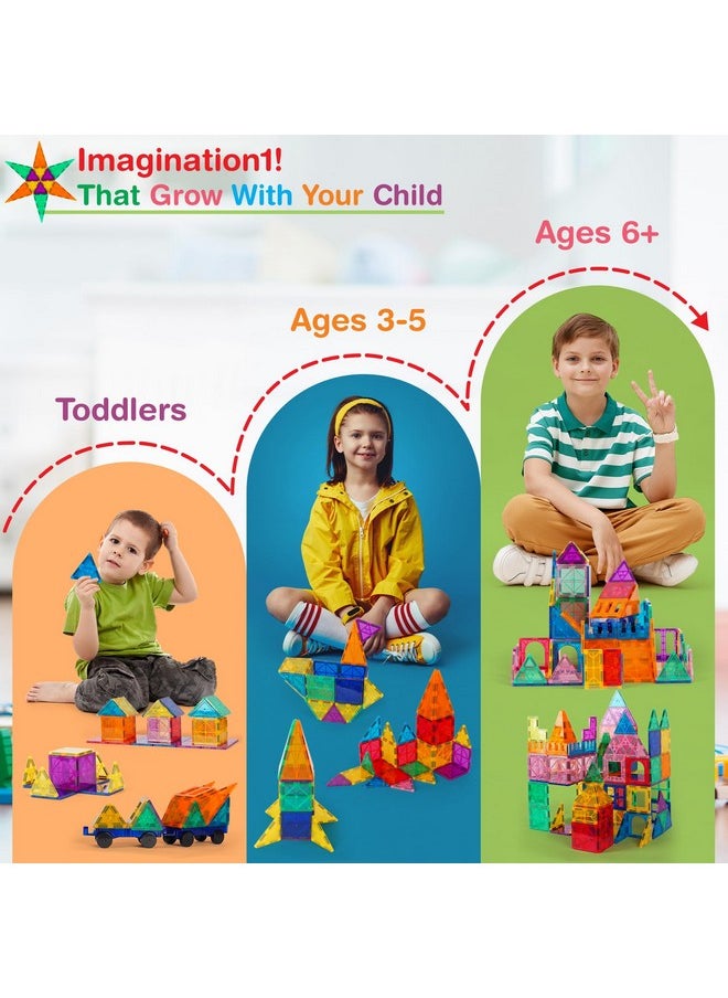 Tigerdoe Tigerdoe 100 PCS Magnetic Tiles Set, Educational and Creative Magnetic Building Tiles for Kids, Fun,and Interactive 3D Construction Play Toy for Kids, Montessori Learning and Sensory Development Toys  - Image 3