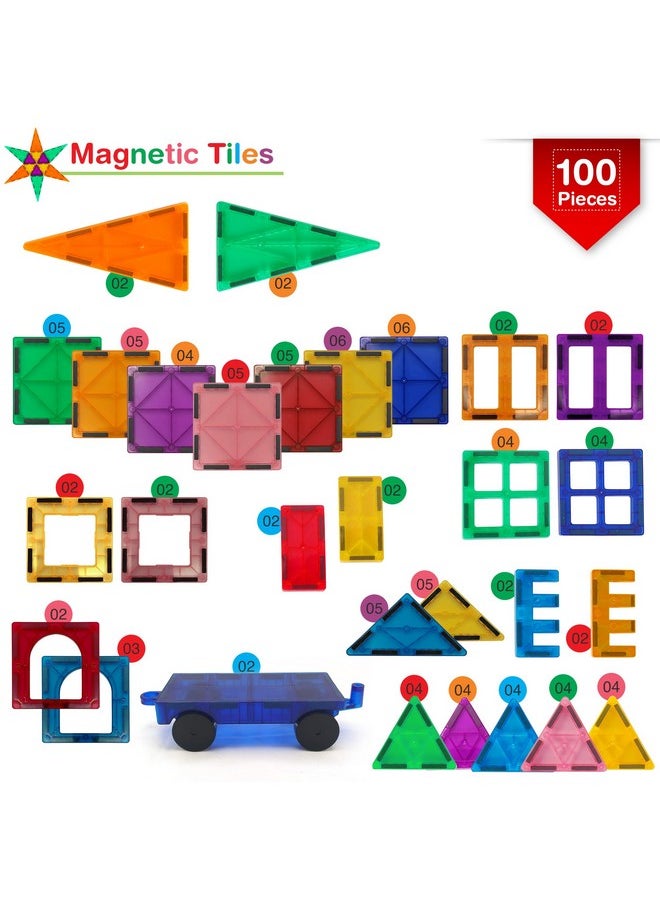Tigerdoe Tigerdoe 100 PCS Magnetic Tiles Set, Educational and Creative Magnetic Building Tiles for Kids, Fun,and Interactive 3D Construction Play Toy for Kids, Montessori Learning and Sensory Development Toys  - Image 2