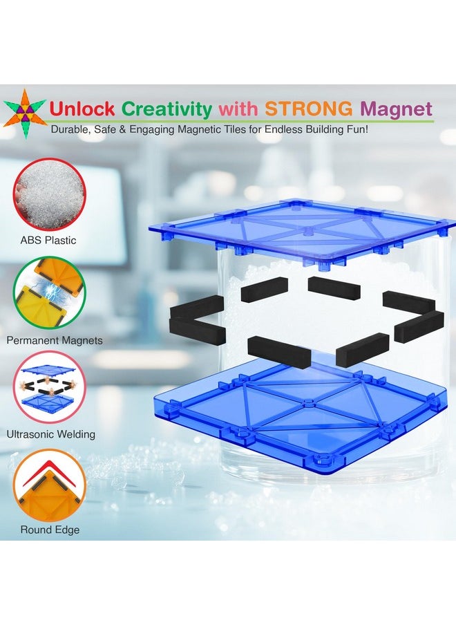 Tigerdoe Tigerdoe 100 PCS Magnetic Tiles Set, Educational and Creative Magnetic Building Tiles for Kids, Fun,and Interactive 3D Construction Play Toy for Kids, Montessori Learning and Sensory Development Toys  - Image 4