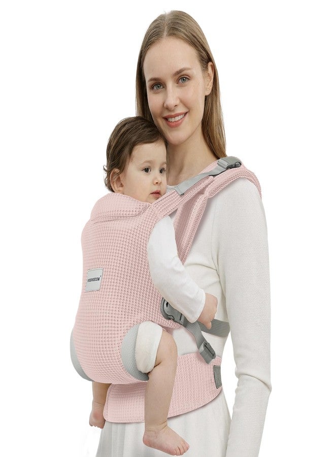MISSWISDOM Baby Carrier Newborn to Toddler, Easy Adjustable Toddler Carrier for 7-30lbs, Baby Holder Wrap Carrier, Breathable Mesh Fabric Infant Kangaroo Hip Carriers with Lumbar Support, Pink - Image 1