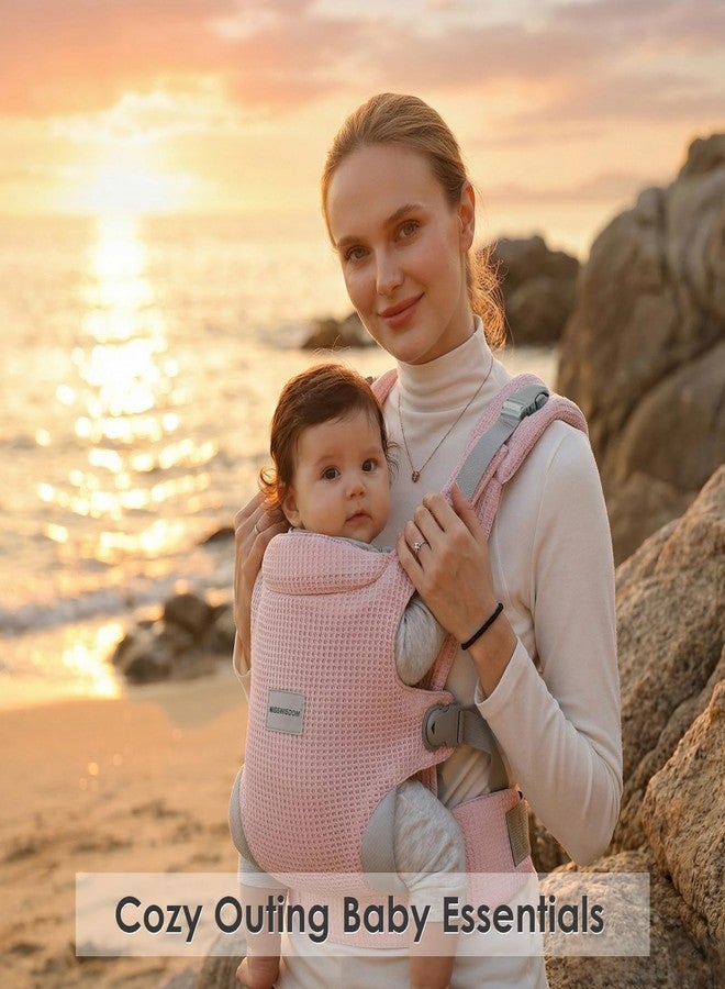 MISSWISDOM Baby Carrier Newborn to Toddler, Easy Adjustable Toddler Carrier for 7-30lbs, Baby Holder Wrap Carrier, Breathable Mesh Fabric Infant Kangaroo Hip Carriers with Lumbar Support, Pink - Image 3