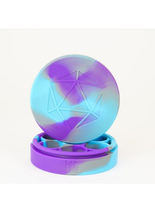 Metallic Dice Games حافظة نرد دائرية من السيليكون: بنفسجي/رمادي/أزرق فاتح ملحقات ألعاب تقمص الأدوار للزنزانات والتنانين - Image 4