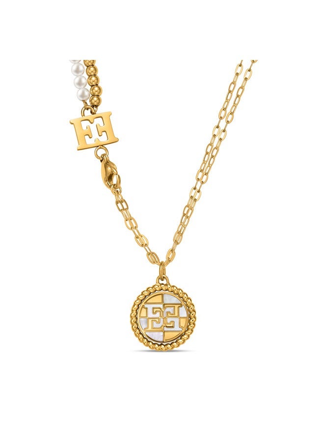 ESCADA Madelene Necklace for Women - Mother-of-Pearl Pendant, Iconic Logo, Detachable Bracelet, Elegant and Versatile Jewelry - Image 1