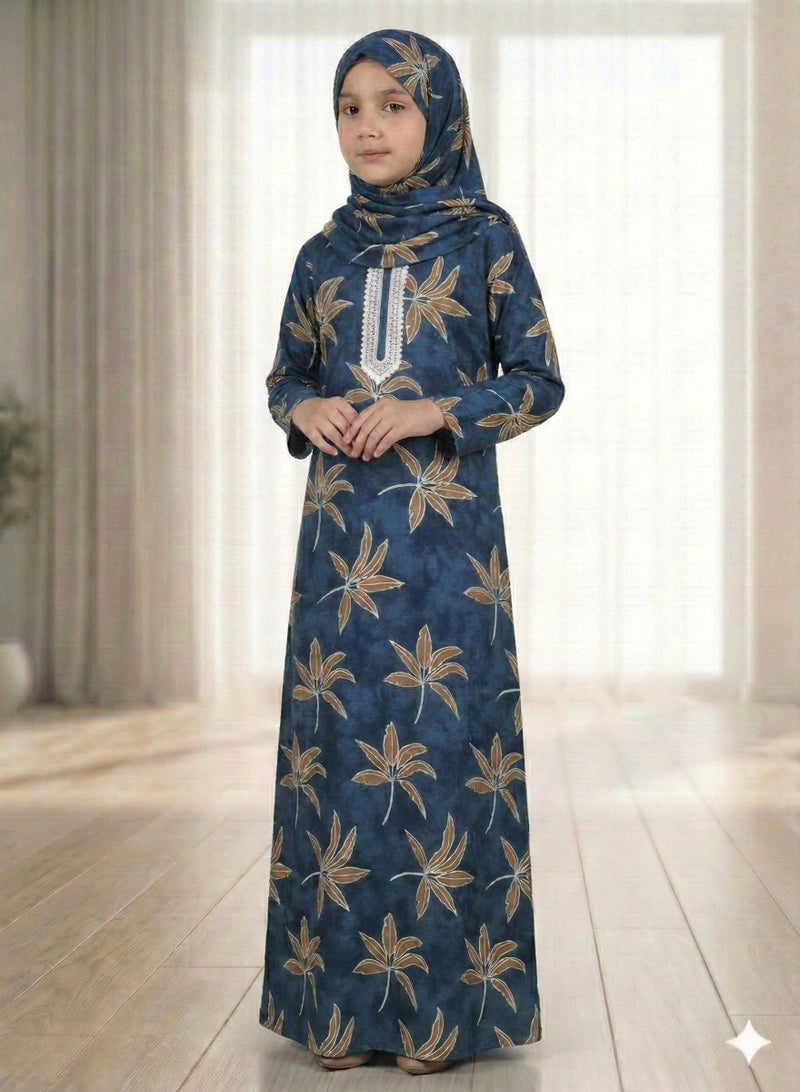 إسدال صلاة اطفال بناتى إسدال قماش مكون من قطعتين ناعم ومريح، سهل الارتداء، مقاس 14 أطفال - Image 2