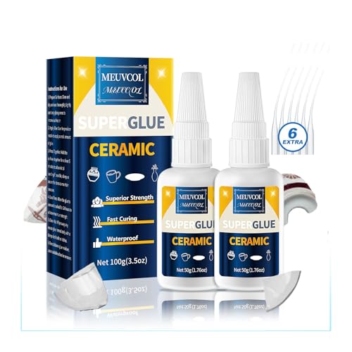Meuvcol Ceramic Glue Repair Kit, 100g - Super Glue for Porcelain and Pottery, Cyanoacrylate for Mug, Figurines, Dishes, Plates, Teapot - Waterproof, No Smell - Image 4