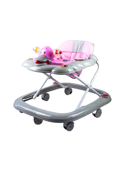 Adjustable Foldable Baby Walker with Activity Center – 2-in-1 Sit-to-Stand Push Walker for Toddlers and Babies (6 Months+), Lightweight with Removable Tray, Music, and Safety Brakes – Ideal for Learning to Walk-Pink
