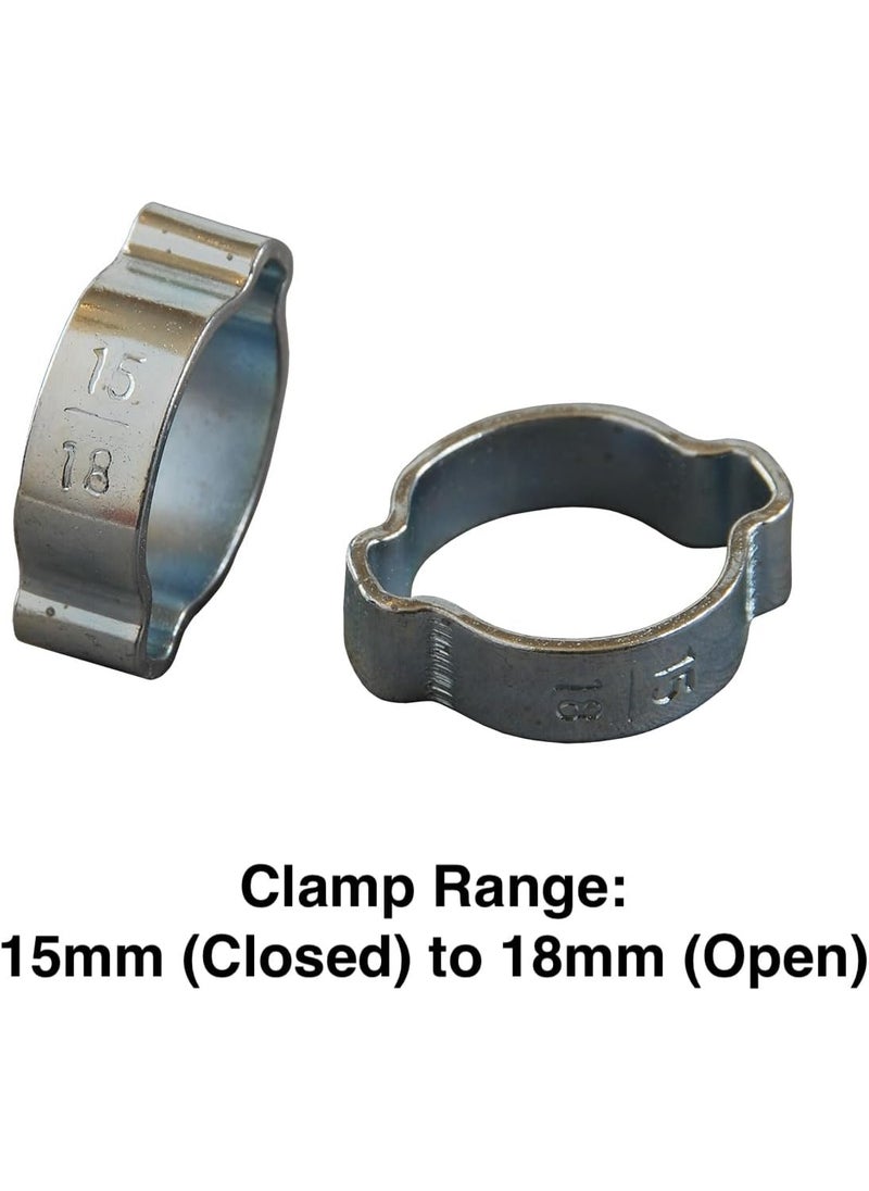 Primefit Primefit OHC ZincPlated Steel Double Ear Hose Clamps  Various Sizes Pack of 100 15mm18mm  - Image 2