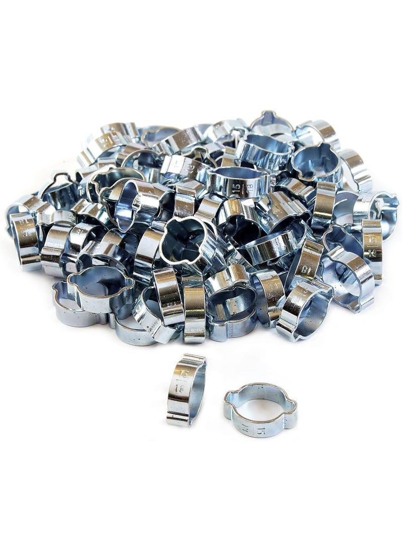 Primefit Primefit OHC ZincPlated Steel Double Ear Hose Clamps  Various Sizes Pack of 100 15mm18mm  - Image 1