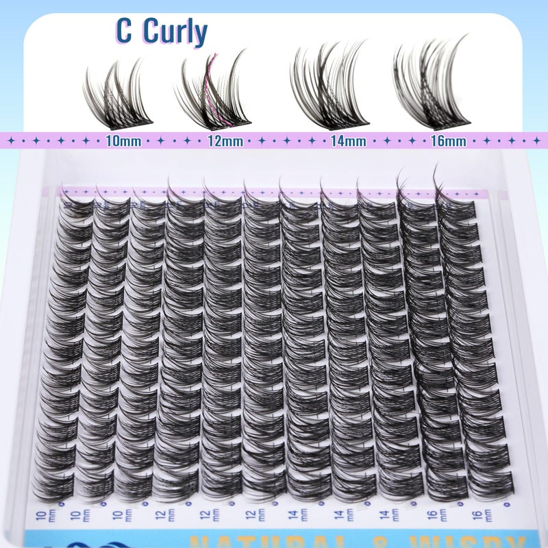 Newcally Wispy Lash Clusters Kit DIY Lash Extension Kit Natural Look C-curly Cluster Eyelash Extension Kit Volume 10-16MM Individual Eyelashes Kit with Lash Remover by Newcally - Image 3