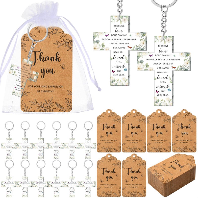 Equsion 60 Set Funeral Favors Celebration of Life Favors Acrylic Keychains for Funeral Memorial Party Guest Return Gifts(Cross) - Image 1