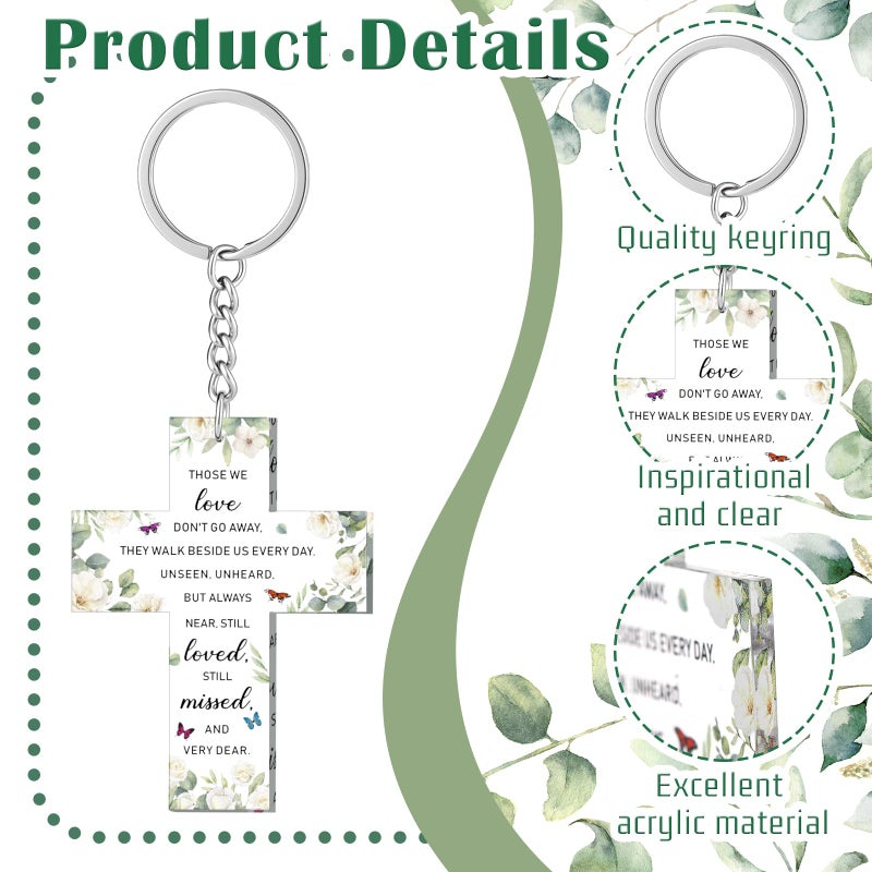 Equsion 60 Set Funeral Favors Celebration of Life Favors Acrylic Keychains for Funeral Memorial Party Guest Return Gifts(Cross) - Image 2