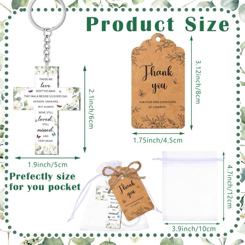 Equsion 60 Set Funeral Favors Celebration of Life Favors Acrylic Keychains for Funeral Memorial Party Guest Return Gifts(Cross) - Image 3