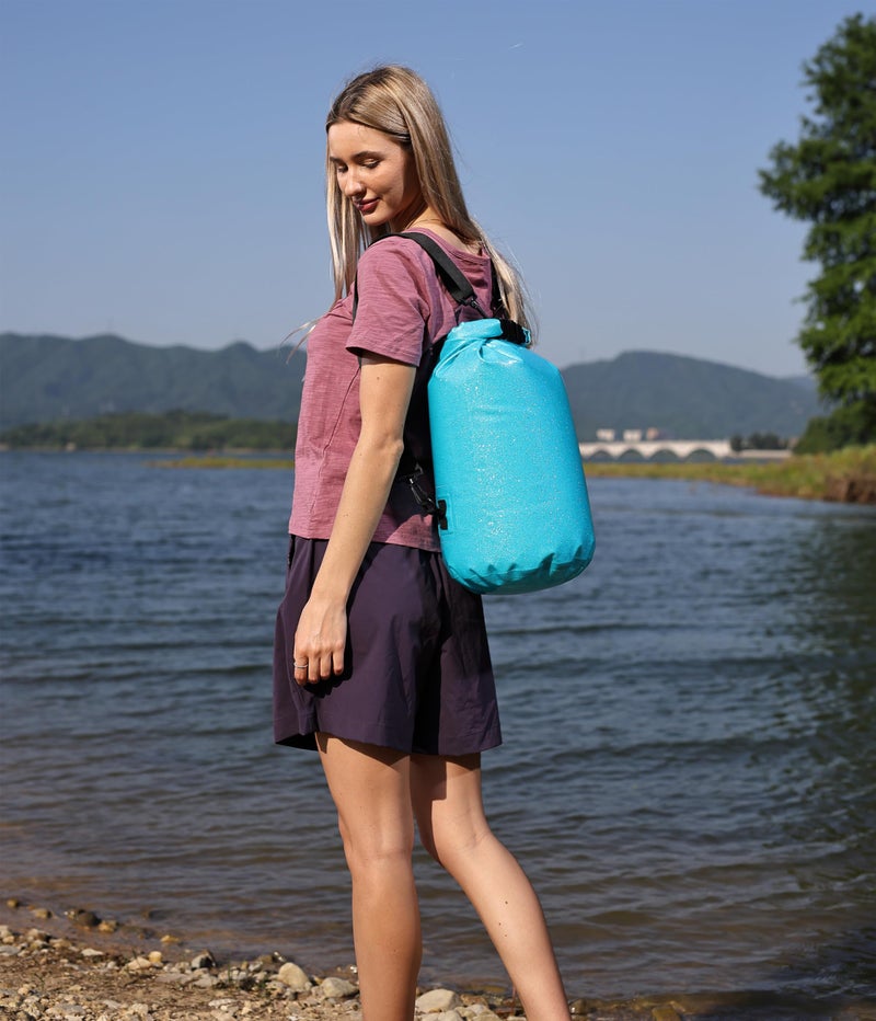MARCHWAY Floating Waterproof Dry Bag Backpack 5L/10L/20L/30L/40L, Roll Top Sack Keeps Gear Dry for Kayaking, Rafting, Boating, Swimming, Camping, Hiking, Beach, Fishing (Shiny Blue, 10L) - Image 4