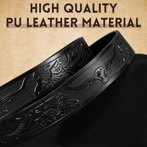 GUSTAVE® Belts for Men Western Cowboy PU Leather Men Belt Waist Strap Bull Decoration Floral Engraved for Jeans 120cm/47in - Image 5