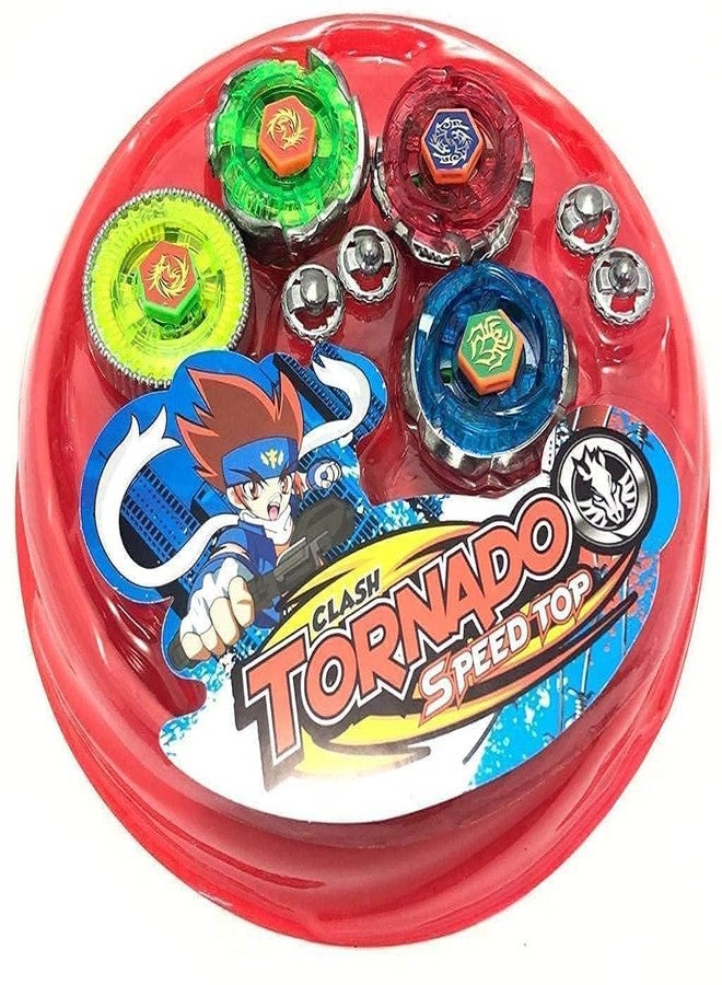 Cojuz Metal Fusion Clash of Tornado Speed Top Spinning Toy for Kids Boys and Girls | Stadium Battle with 4 Beys, 2 Launchers and 1 Stadium in One Pack (Multi Color) | Best Birthday Gift - Image 1