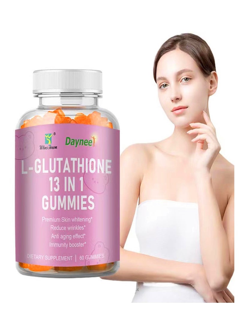ديني غموس إل-جلوتاثيون (13 فائدة في 1) - حلوى آمنة وفعالة لتفتيح البشرة مع الكولاجين، مكافحة الشيخوخة، ومكملات جيلاتينية لذيذة لإشراق البشرة وتوحيد لونها - Image 1