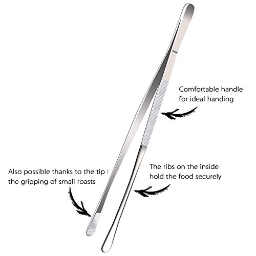 Tangoowal 12-Inch Professional Kitchen & Cooking Tweezers Tongs - Stainless Steel Long Tweezer Tongs - BBQ,Plating,Multi-use - Image 2