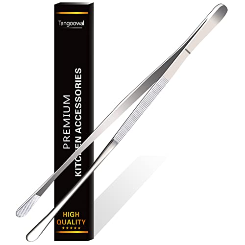 Tangoowal 12-Inch Professional Kitchen & Cooking Tweezers Tongs - Stainless Steel Long Tweezer Tongs - BBQ,Plating,Multi-use - Image 1