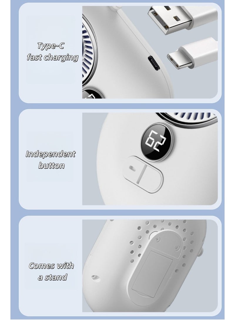 4000 mAh Portable Neck Fan, USB Rechargeable Fan Hands-Free Personal Fan with Adjustable Lanyard Design Compact Travel Fan 3 Wind Speed Settings Wearable Fan for Indoor Outdoor Travel (White) - Image 4