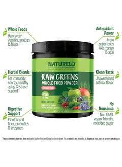 NATURELO Raw Greens Whole Food Powder Unsweetened, Supports Energy, Immunity, & Detox, Dietary Supplement , NET WT 17Oz (480 g)  - Image 4
