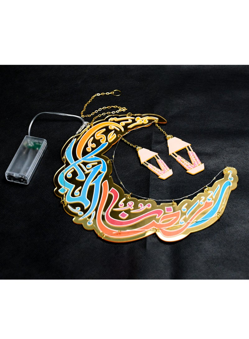 Muslim Moon Led Hanging Decoration Ramadan Kareem, Half Moon Decorative Wall Art for Indoor and Outdoor, Led Hanging Wall Art for Festival and Special Occasions  - Image 1